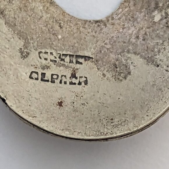 Mexican Alpaca Silver Vintage Western Earrings Dangle Shadow Impression Boho - Picture 4 of 5